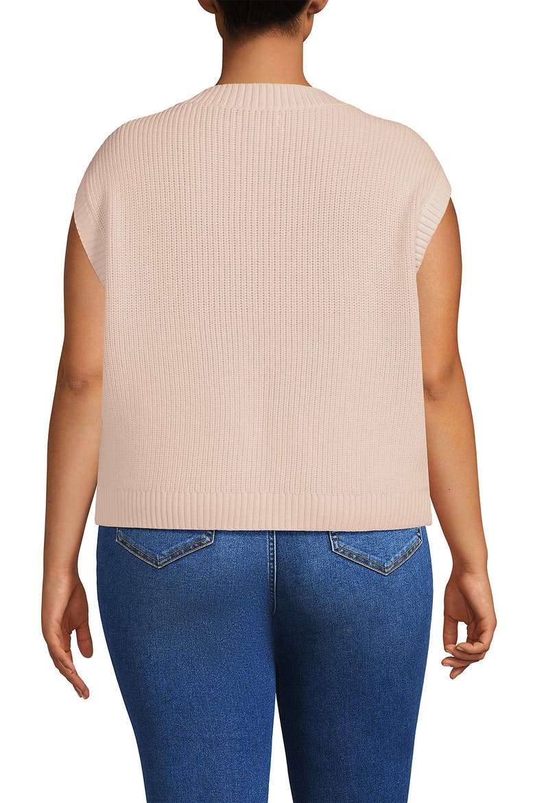 Plus Size Drifter Modern Cable V Neck Vest Sweater, Alternate, color, Pink Opal