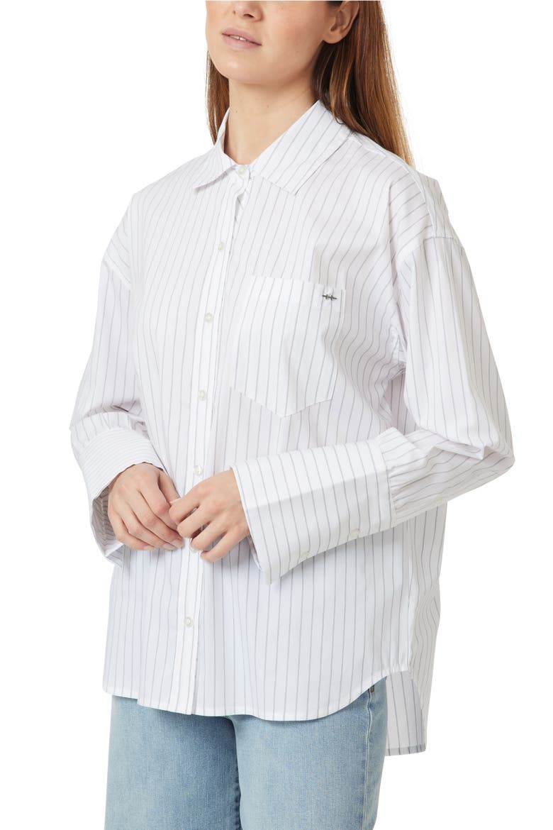 Oversize Stripe Poplin Button-Up Shirt, Alternate, color, BRIGHT WHITE STRIPE