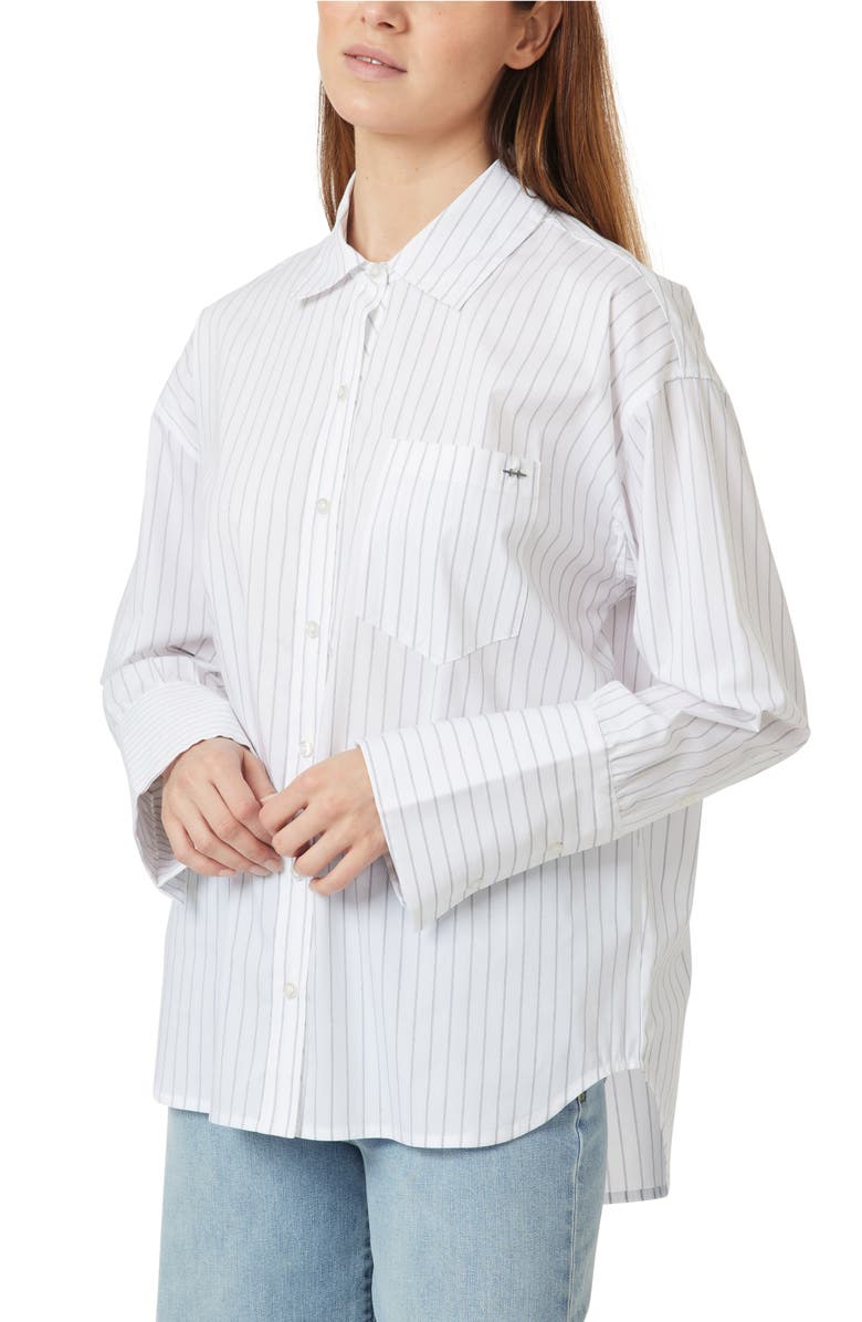 Habitual Oversize Stripe Poplin Button-Up Shirt, Alternate, color, Bright White Stripe