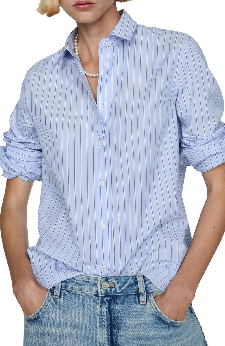MANGO Stripe Regular Fit Button-Up Shirt, Main, color, 