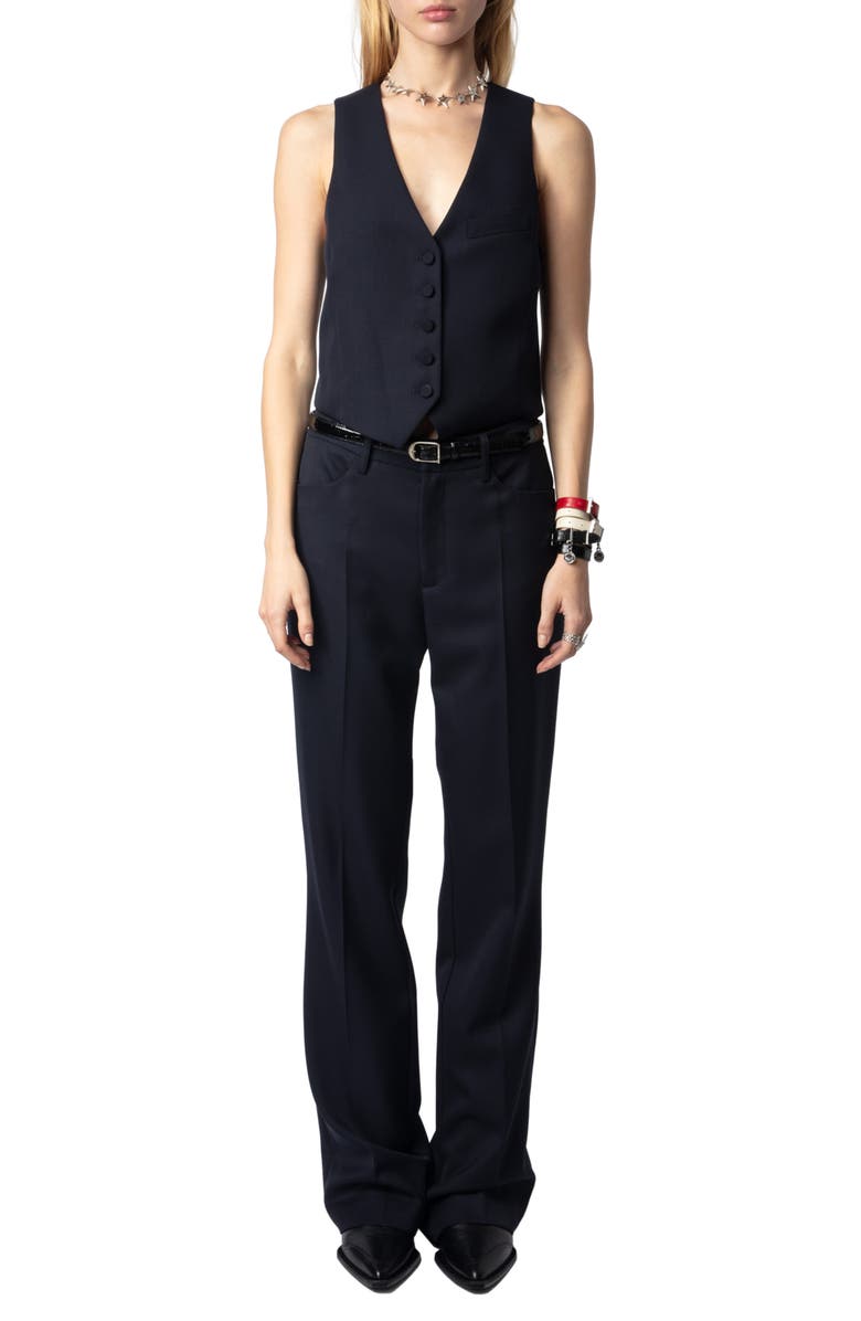 Zadig & Voltaire Emaux Virgin Wool Grain de Poudre Vest, Alternate, color, 