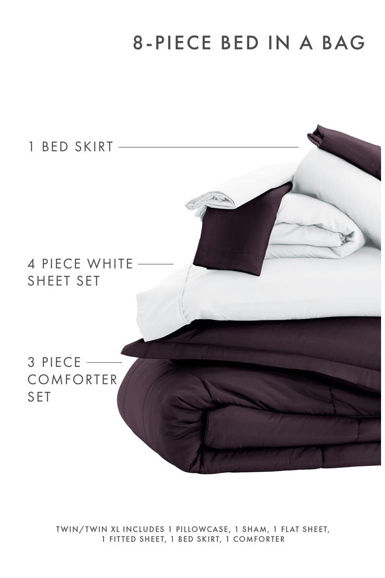 HOME SPUN Premium 8-Piece Bed In A Bag, Alternate, color, PURPLE