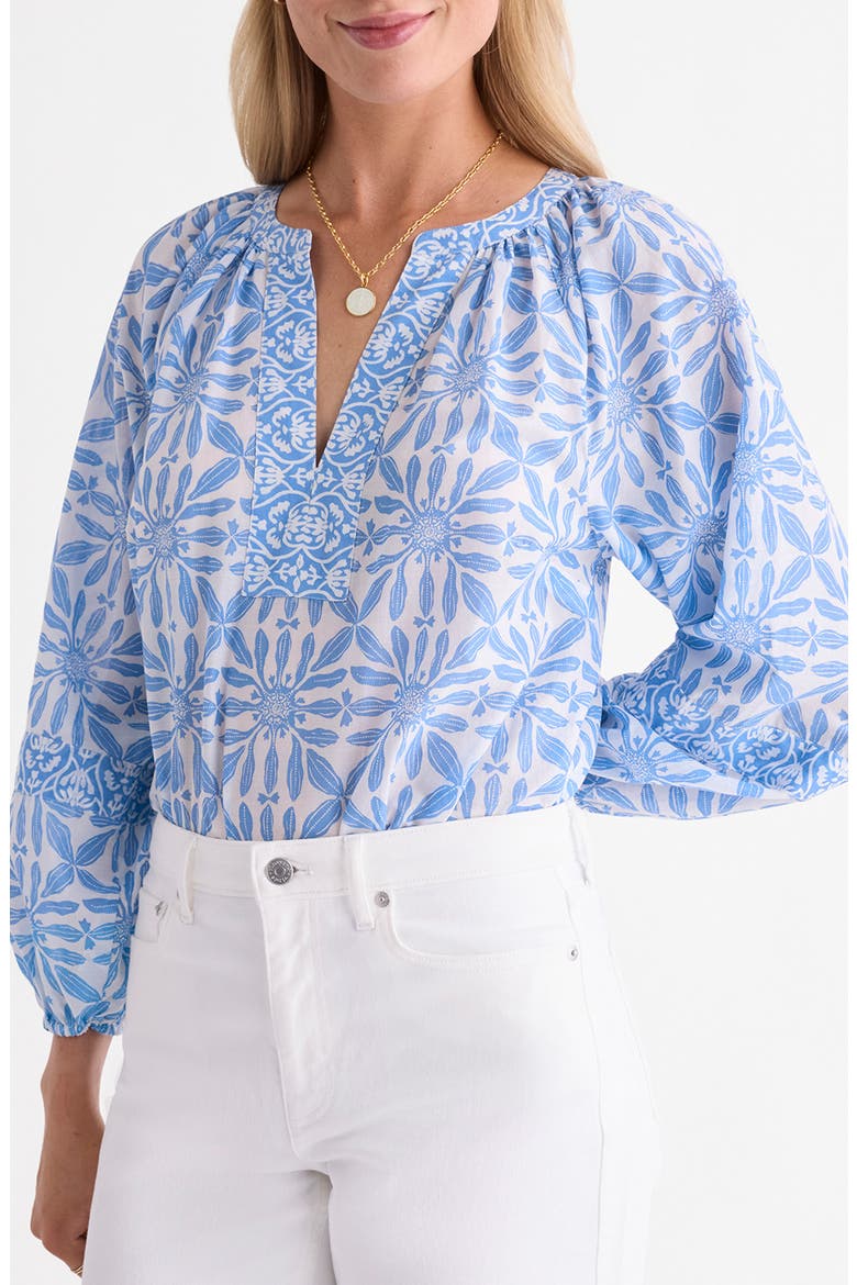 Emilia Print Top, Alternate, color, HAVEN TILE BBLUE