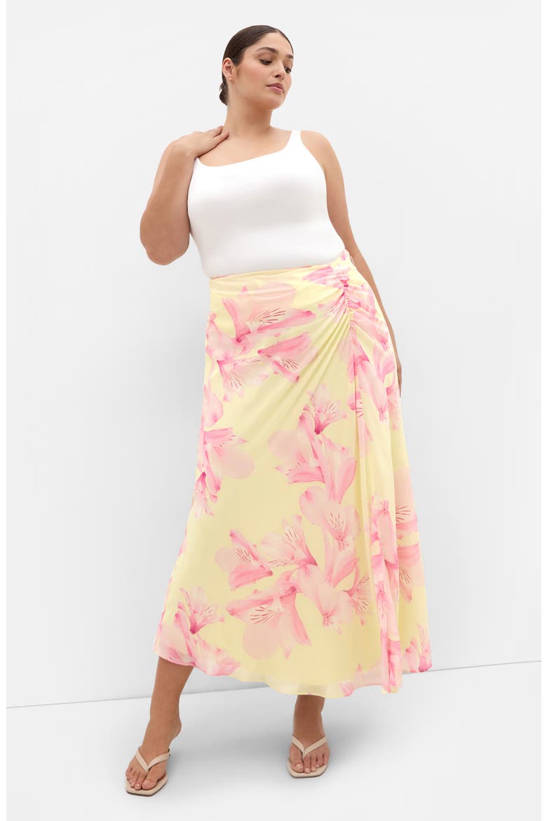 Soiree Print Ruched Maxi Skirt, Alternate, color, SOIREE LILY