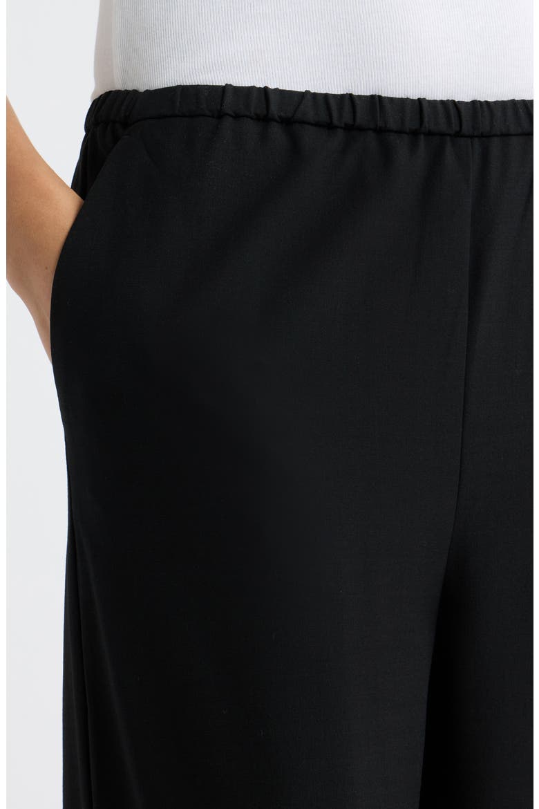 Wool Blend Pull On Wide Leg Pants, Alternate, color, BLACK