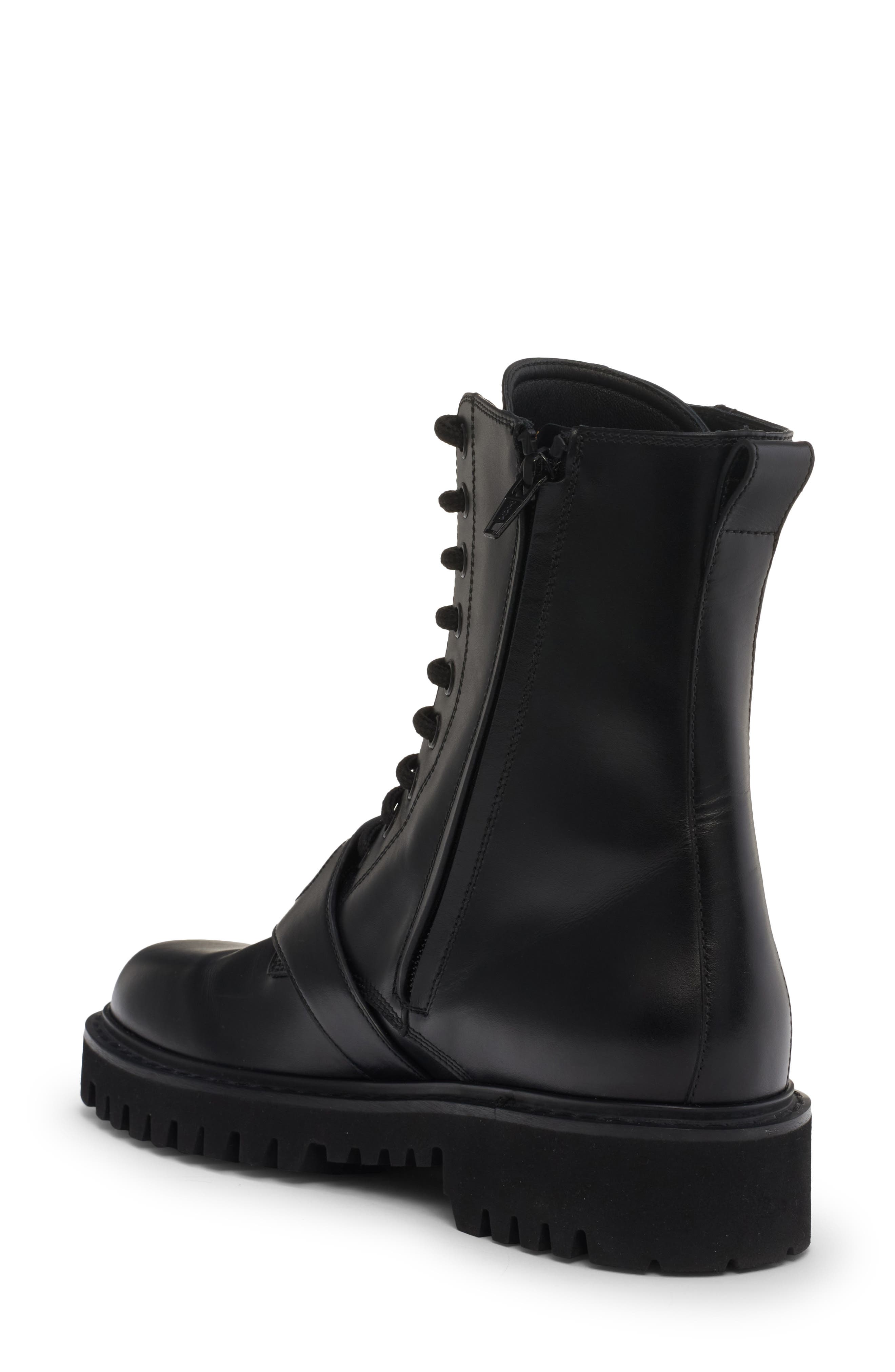 VLOGO Leather Combat Boot, Alternate, color, BLACK