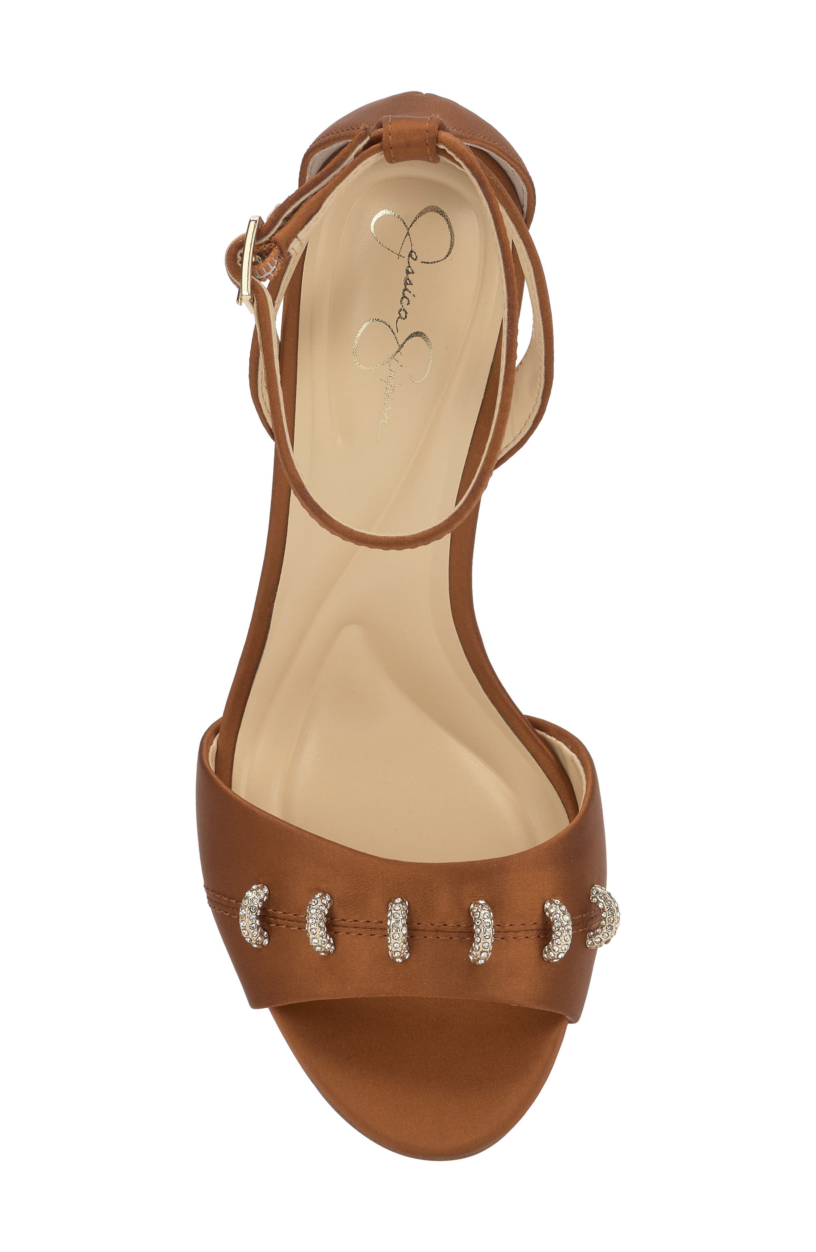Jessica Simpson Juminee Ankle Strap Sandal, Alternate, color, Golden Copper Matte Satin
