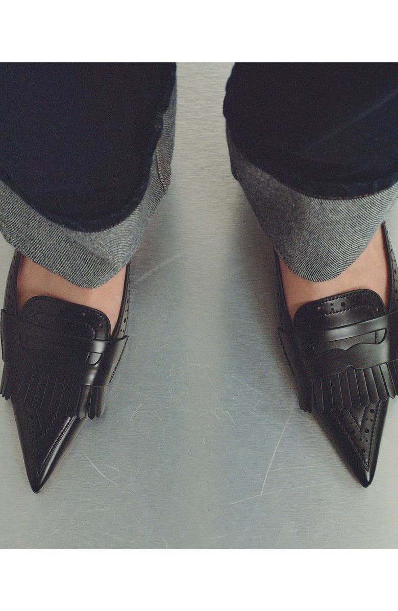 MANGO Fringe Slingback Pump, Alternate, color, Black