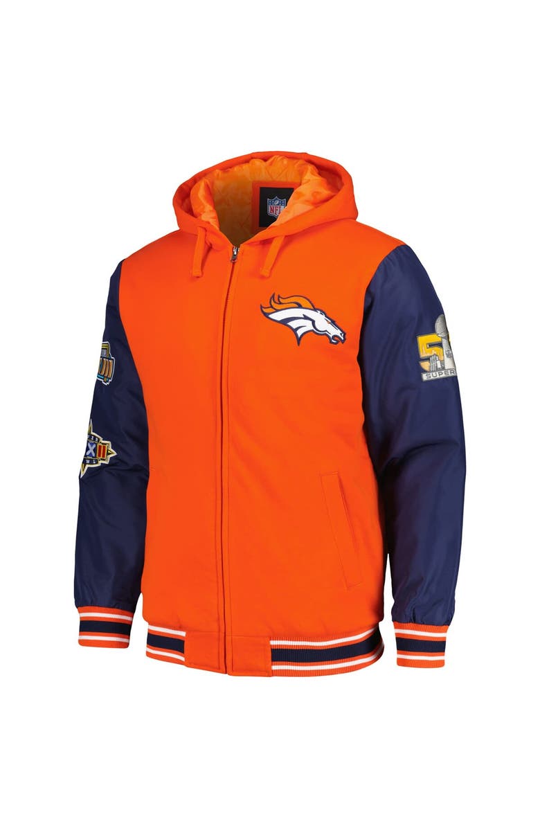 G-III SPORTS BY CARL BANKS Men's G-III Sports by Carl Banks Orange/Navy Denver Broncos Player Option Full-Zip Hoodie, Alternate, color,
