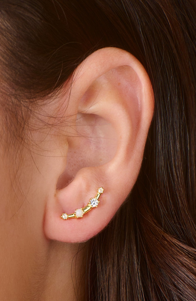 Little Sky Stone Elara Crawler Earrings, Alternate, color, Gold / White