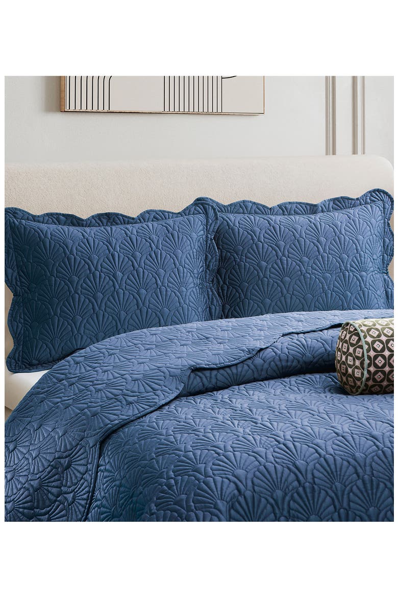 Deco Shells Quilt & Shams Set, Alternate, color, SAPPHIRE BLUE