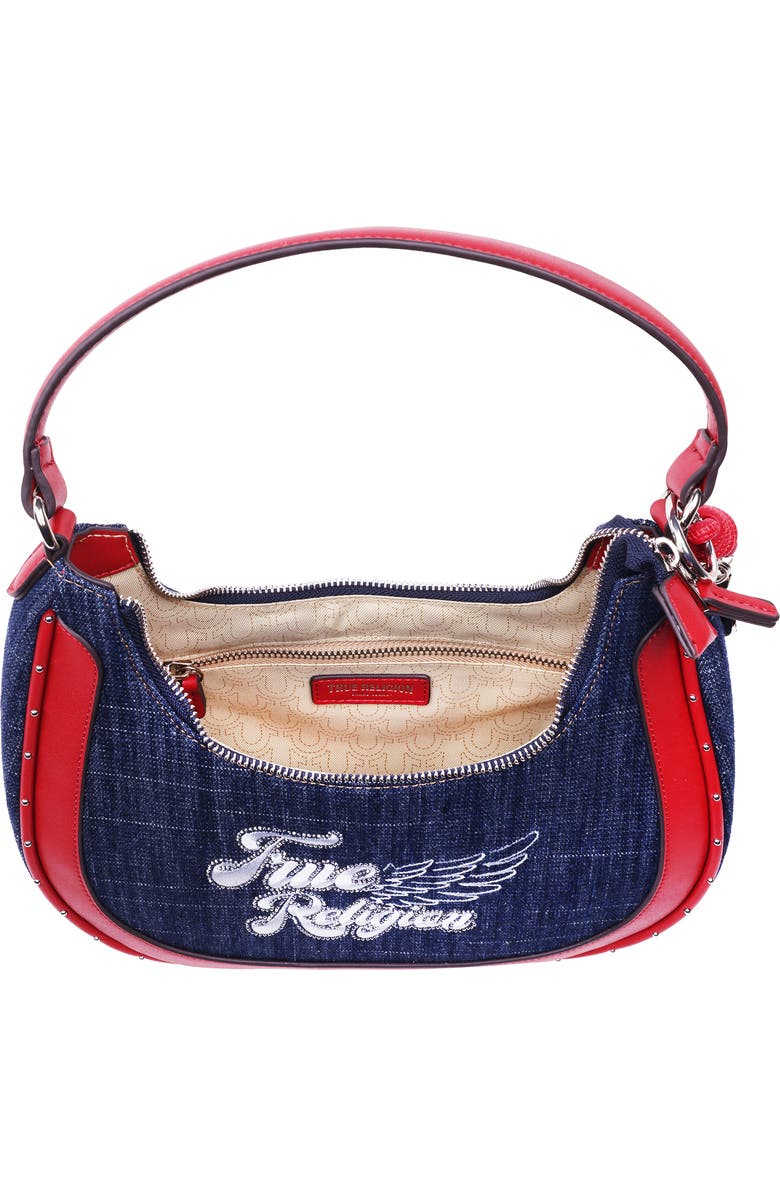 True Religion Wing Motif Denim Hobo Bag, Alternate, color,