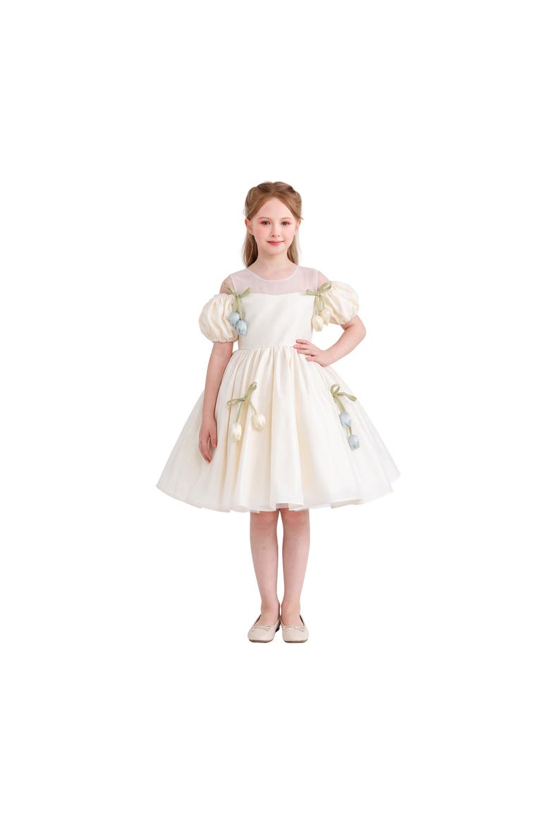 Zafira Puff-Sleeve Dress, Alternate, color, Ivory