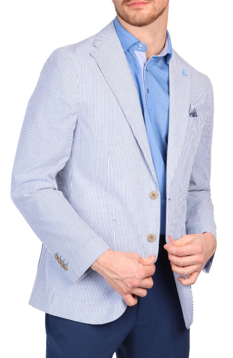 TailorByrd Seersucker Stripe Sport Coat, Alternate, color, Navy