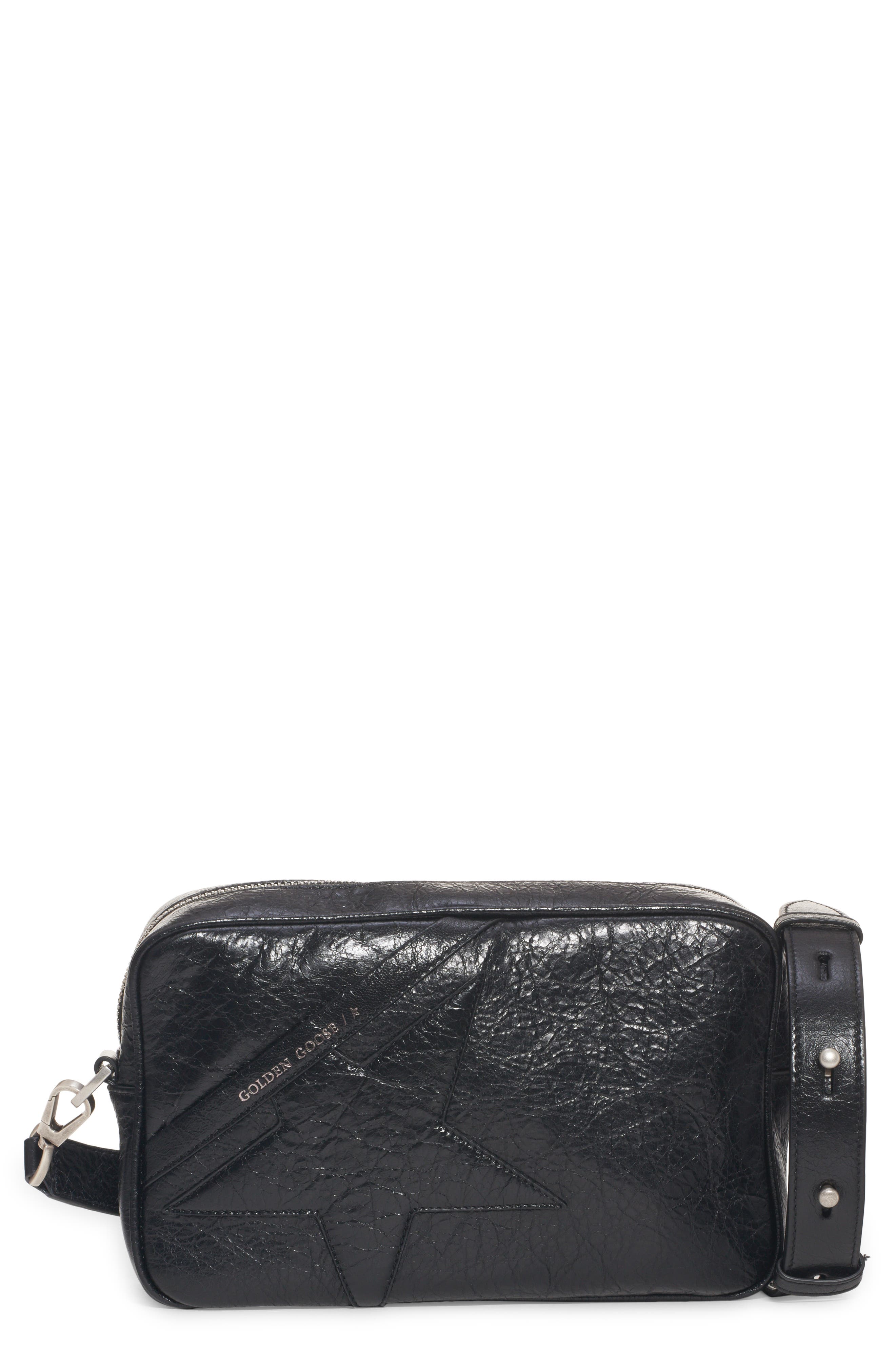 Golden Goose Star Wrinkled Leather Crossbody Camera Bag, Main, color, 