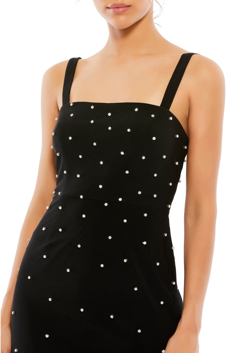 Mac Duggal Sleeveless Rhinestone Encrusted Square Neck Mini Dress, Alternate, color, Black