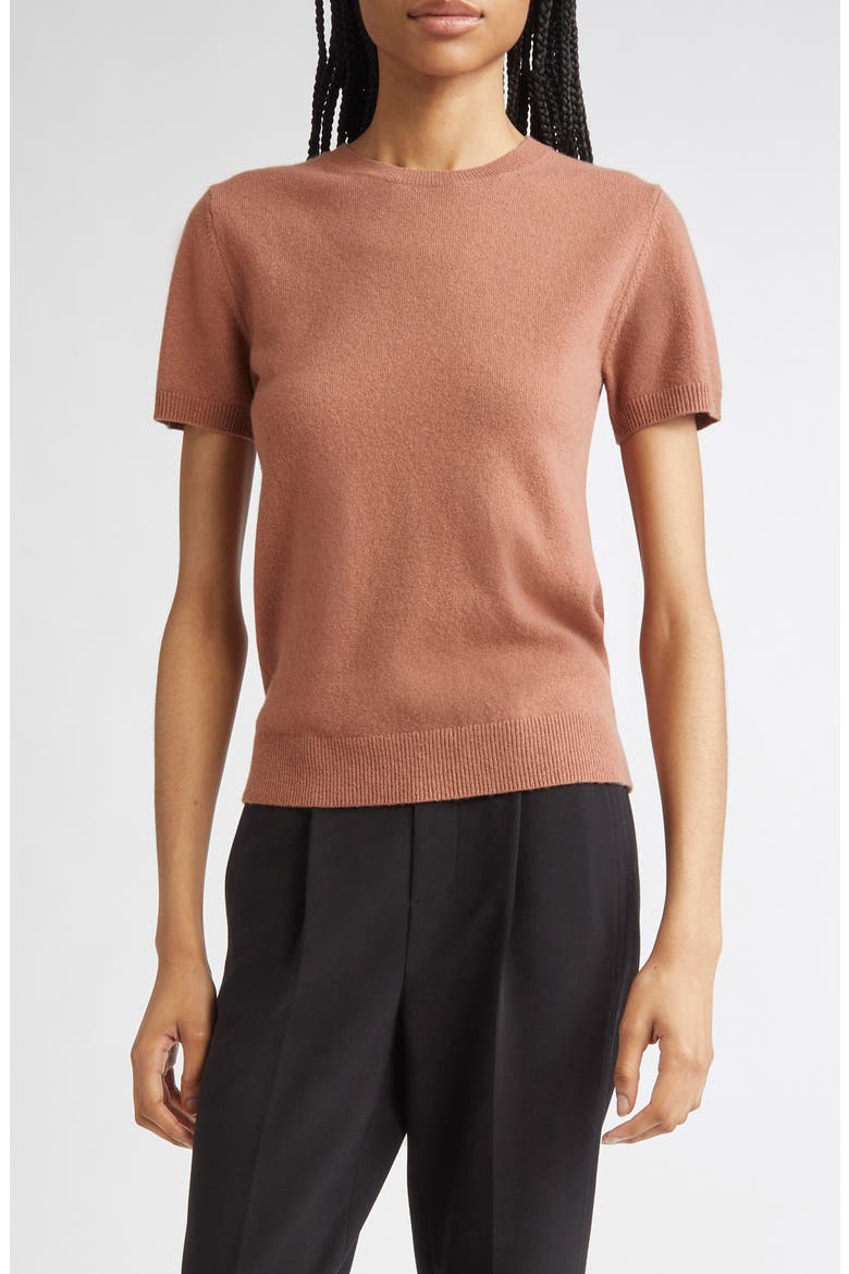 Short Sleeve Wool & Cashmere Sweater, Main, color, VINTAGE ROSE