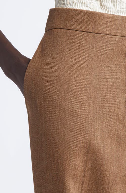 Fforme Agel Tailored Wide Leg Virgin Wool Trousers In Brown