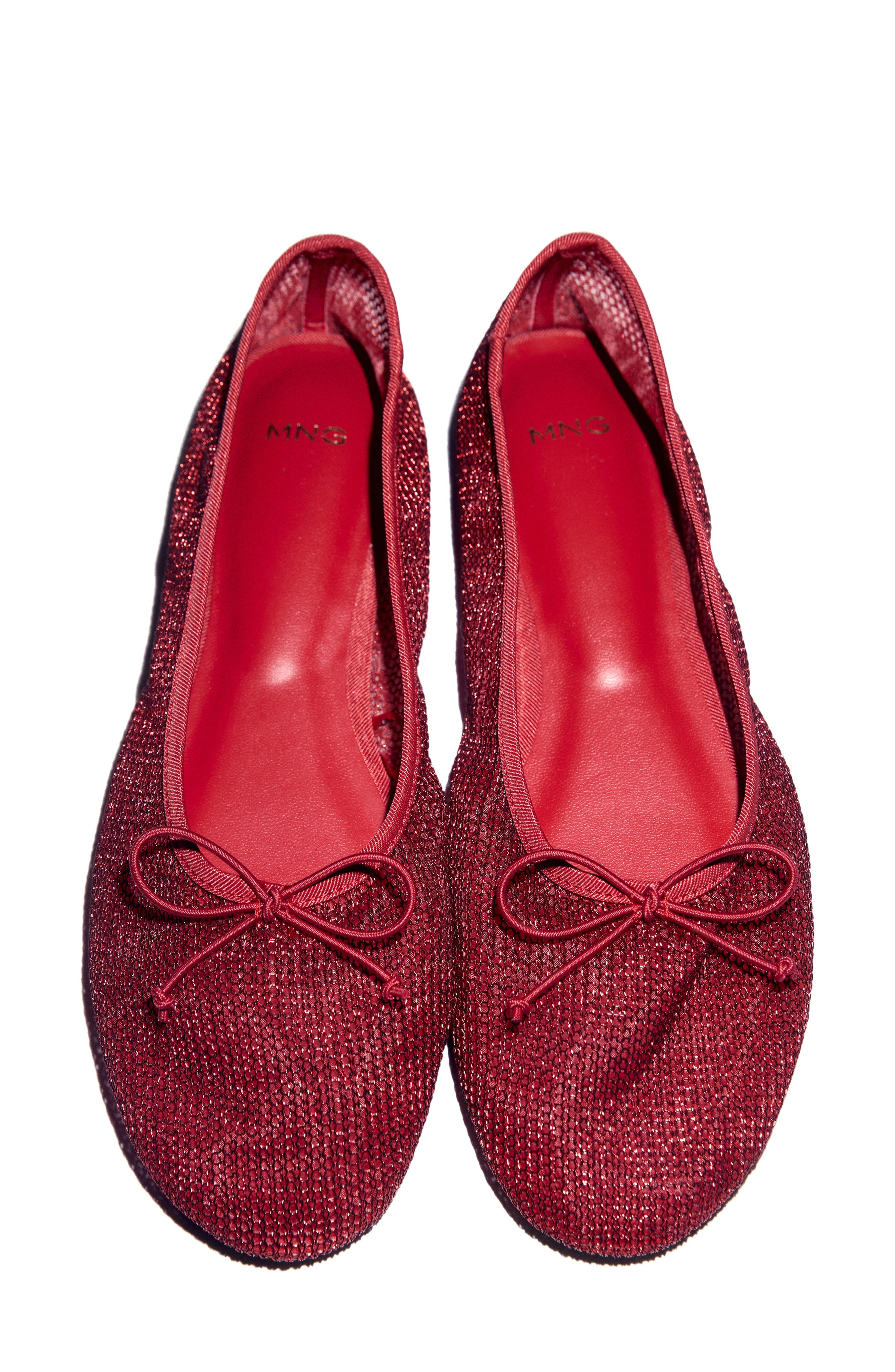 MANGO Mesh Ballerina Flat, Alternate, color, Red