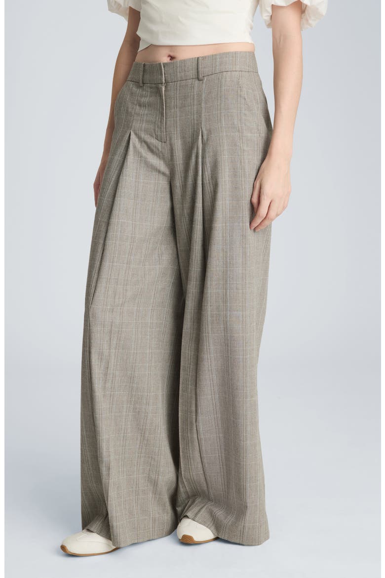 Double Pleat High Waist Wide Leg Pants, Alternate, color, LAKE BLUE MULTI
