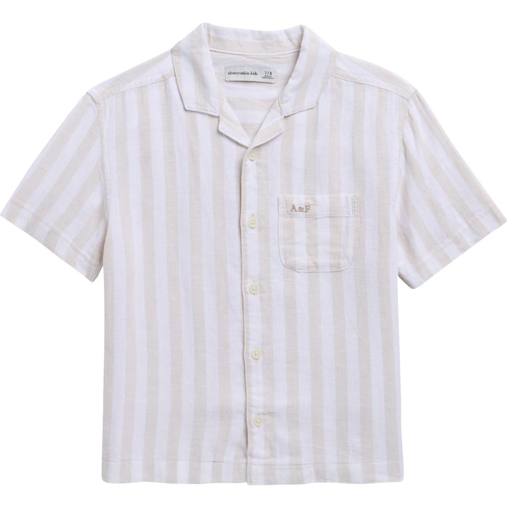 Abercrombie Kids Kids' Linen Blend Camp Shirt In Brown
