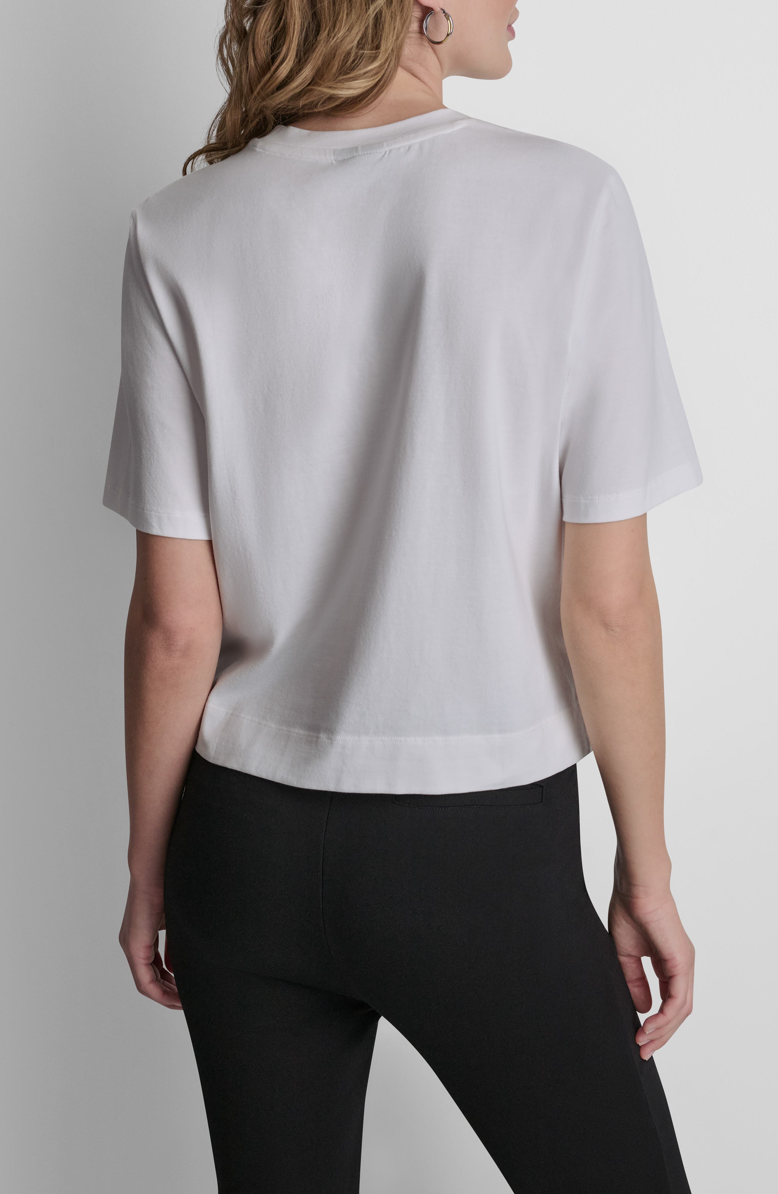 Rhinestone Border Logo Stretch Cotton Graphic T-Shirt - image 4