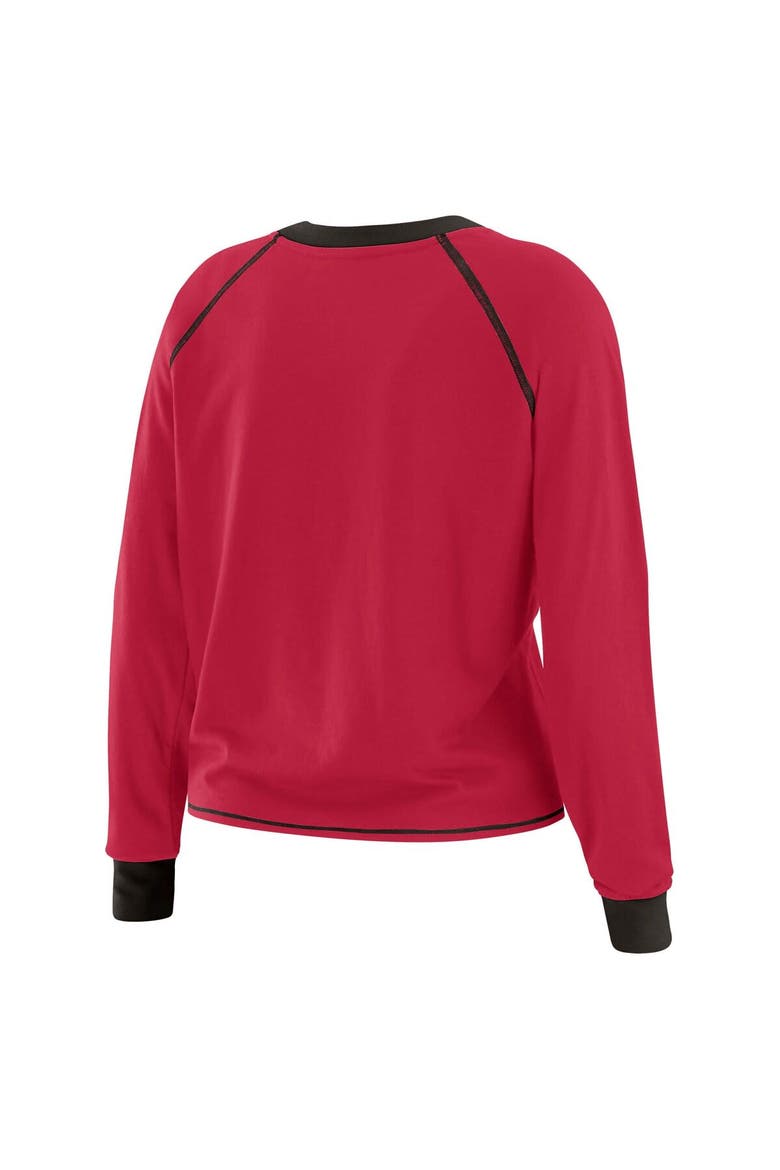 Women's WEAR by Erin Andrews Cardinal/Black Arizona Cardinals Plus Size Tie-Front Long Sleeve Top, Alternate, color, Cardinal