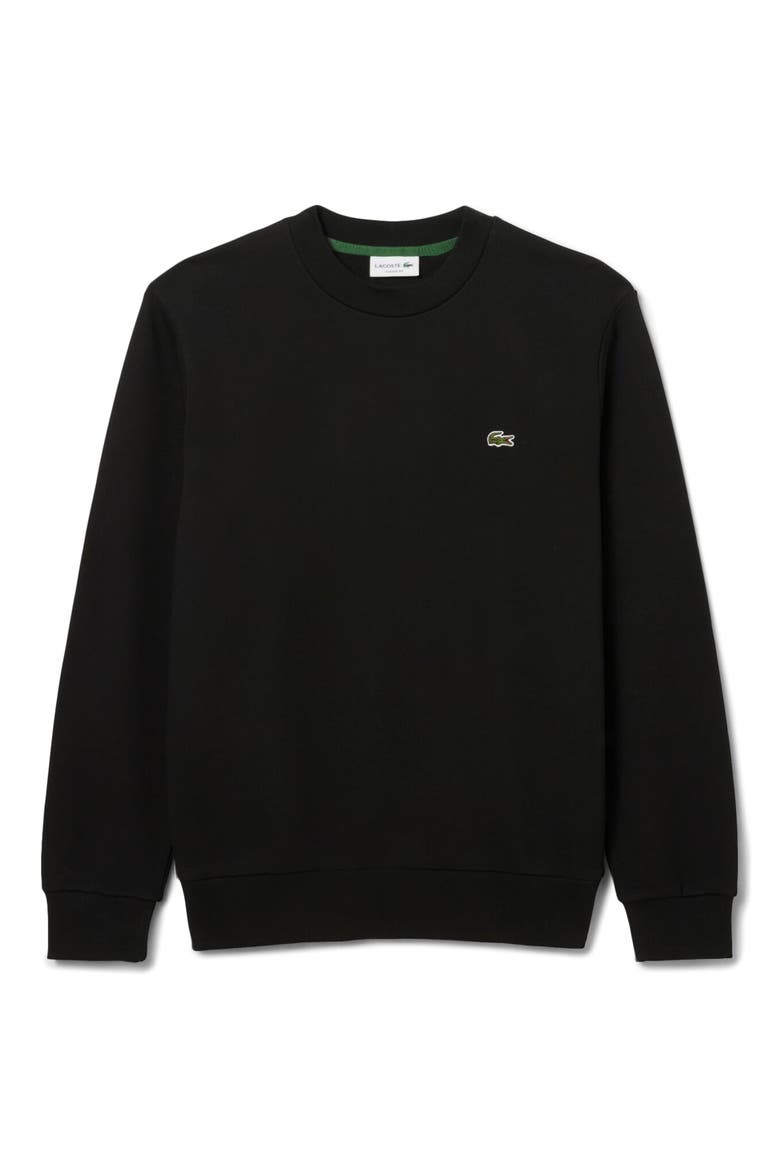 Lightweight Cotton Fleece Crewneck Sweatshirt, Main, color, BLACK