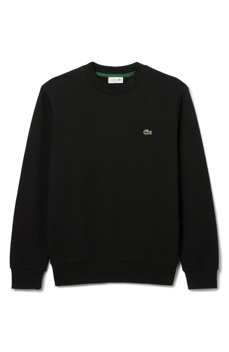 Lacoste Lightweight Cotton Fleece Crewneck Sweatshirt, Main, color, Black