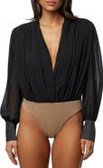 JLUXLABEL Pleated Long Sleeve Bodysuit