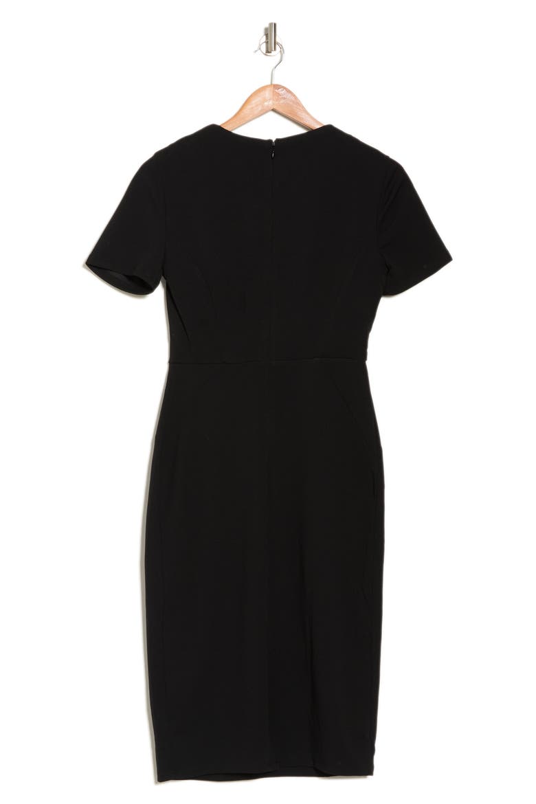Surplice Short Sleeve Sheath Dress, Alternate, color, BLACK