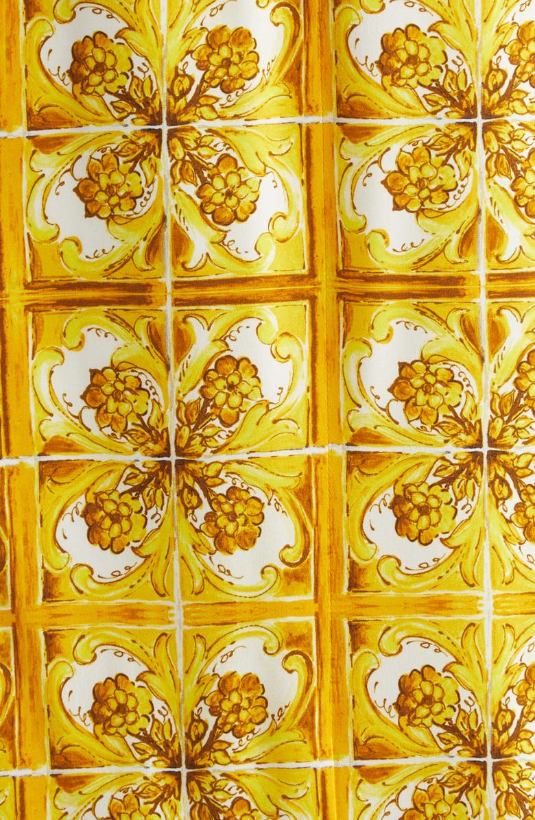 Dolce&Gabbana Majolica Stretch Silk Pencil Skirt, Alternate, color, Hg3tn Mix Maiolica Giallo