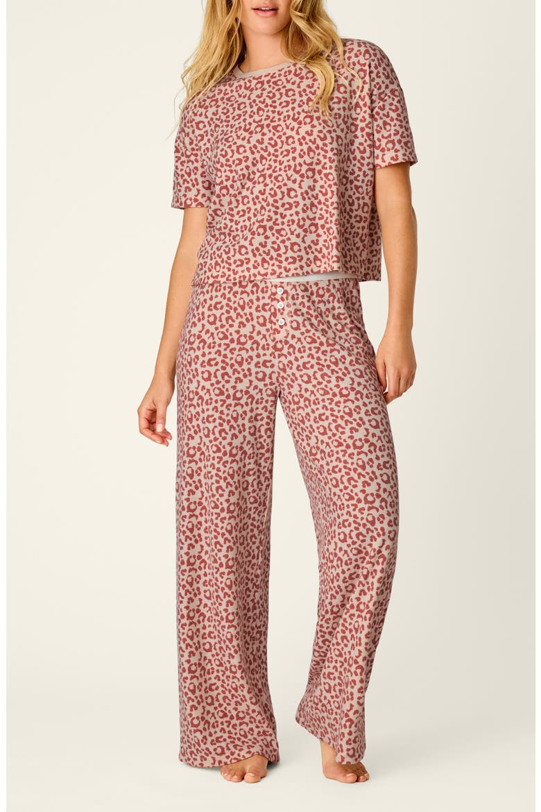 Waffle Knit Pajamas, Main, color, DARK WINE