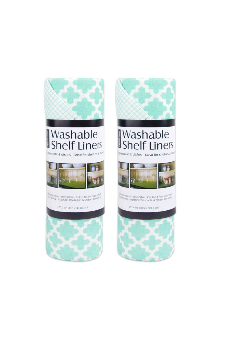 Lattice Print Reusable Shelf Liner Set/2, Main, color, Aqua