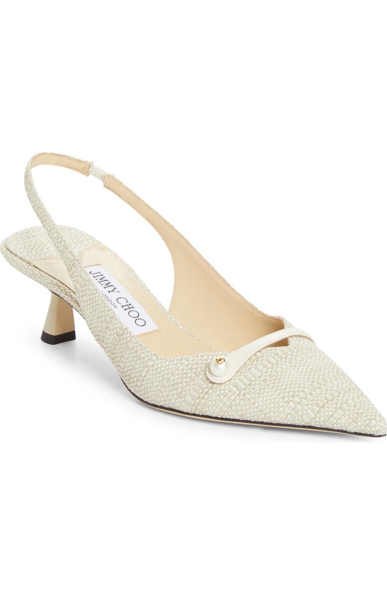 Jimmy Choo Amita Raffia Pointed Toe Slingback Pump, Main, color, Natural
