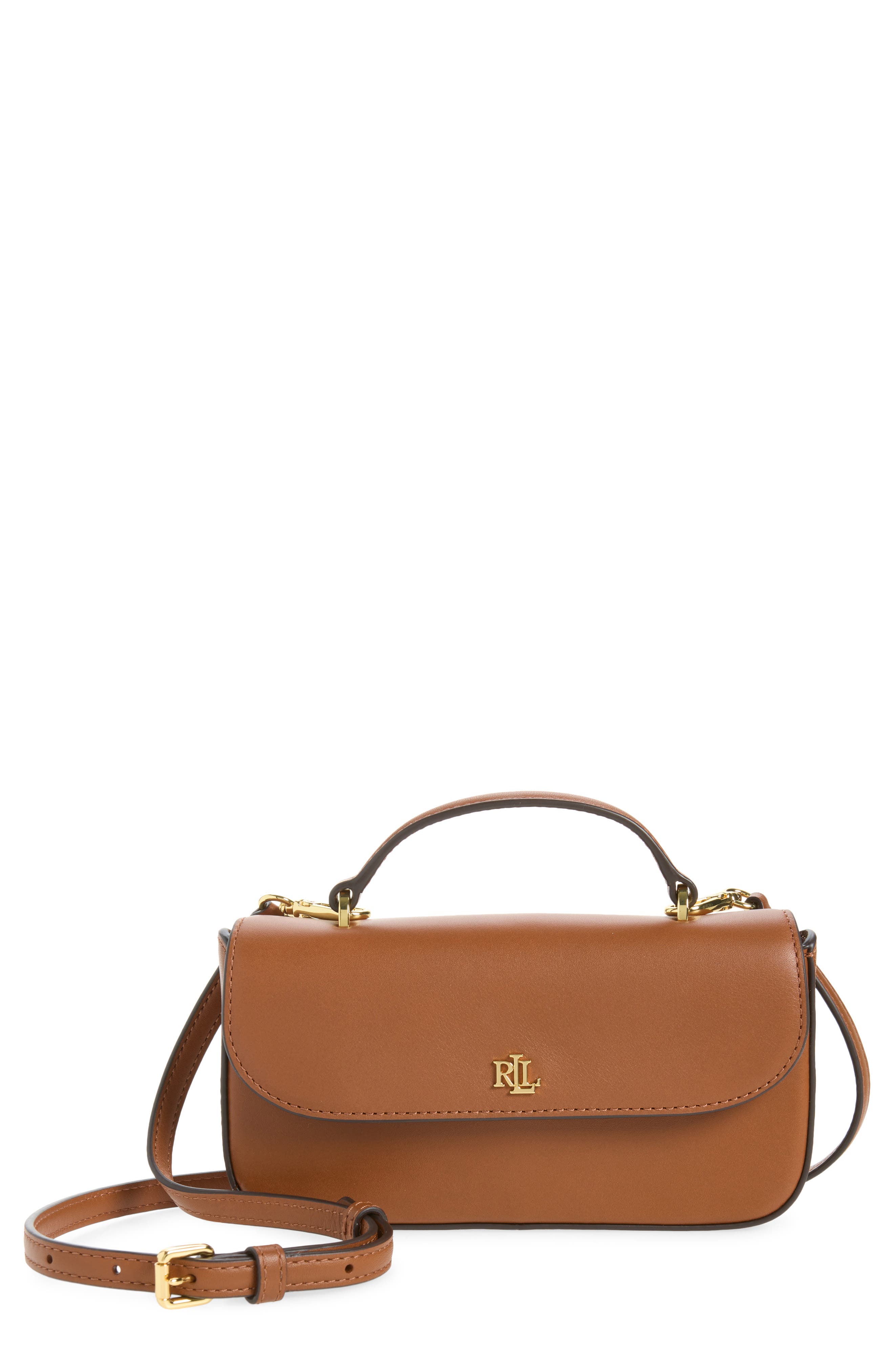 Marcy Leather Crossbody Bag, Main, color, LAUREN TAN