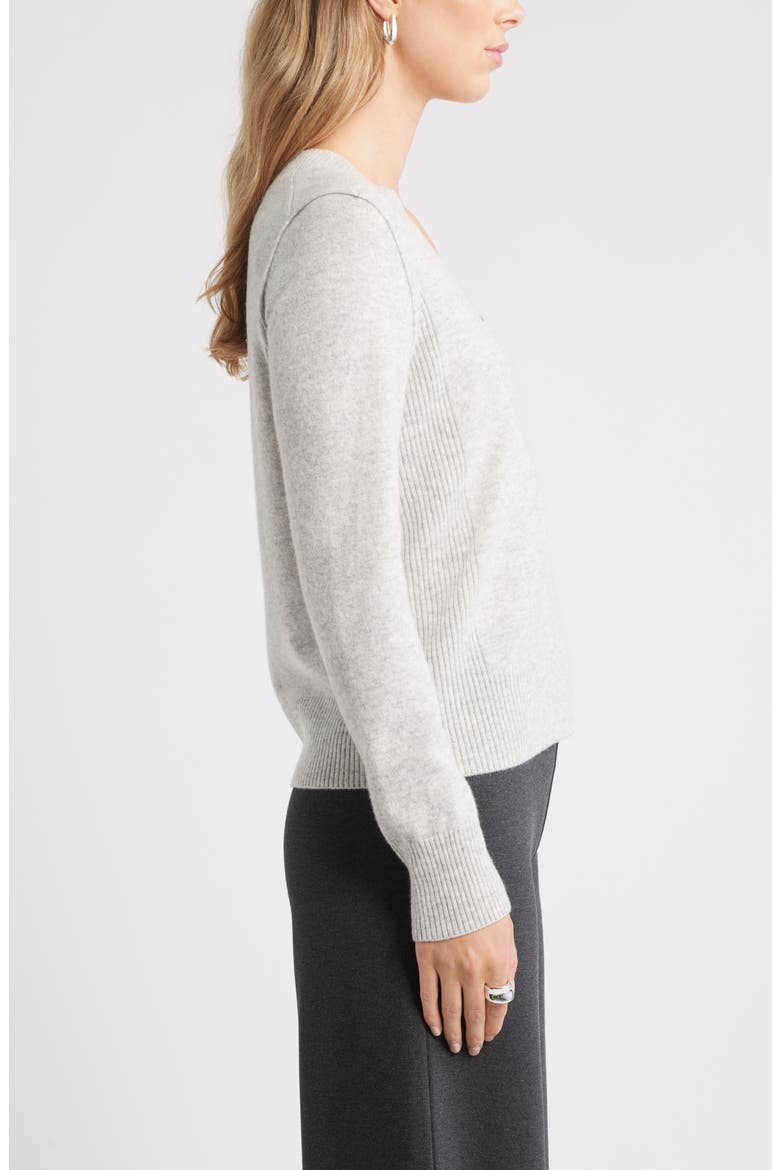 V-Neck Wool & Cashmere Sweater, Alternate, color, GREY LIGHT HEATHER