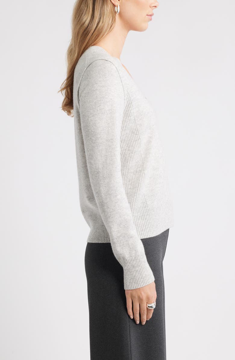 Caslon<sup>®</sup> V-Neck Wool & Cashmere Sweater, Alternate, color, Grey Light Heather