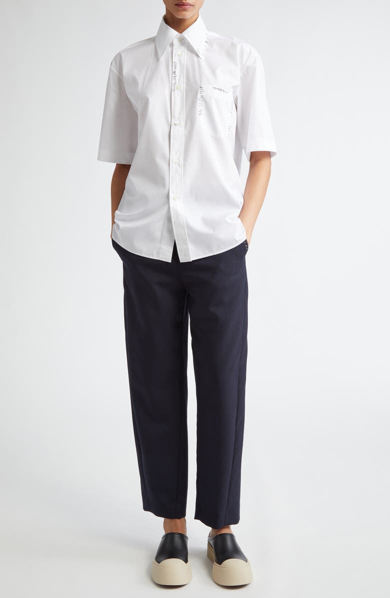 Marni Embroidered Cotton Poplin Button-Up Shirt, Alternate, color,