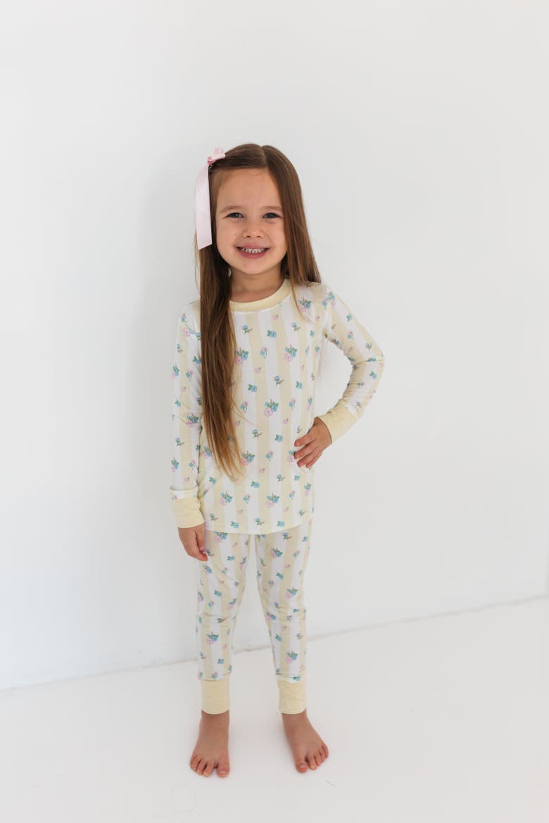 Harper Two Piece Sleepwear Set, Main, color, Floral On Yellow Stripes