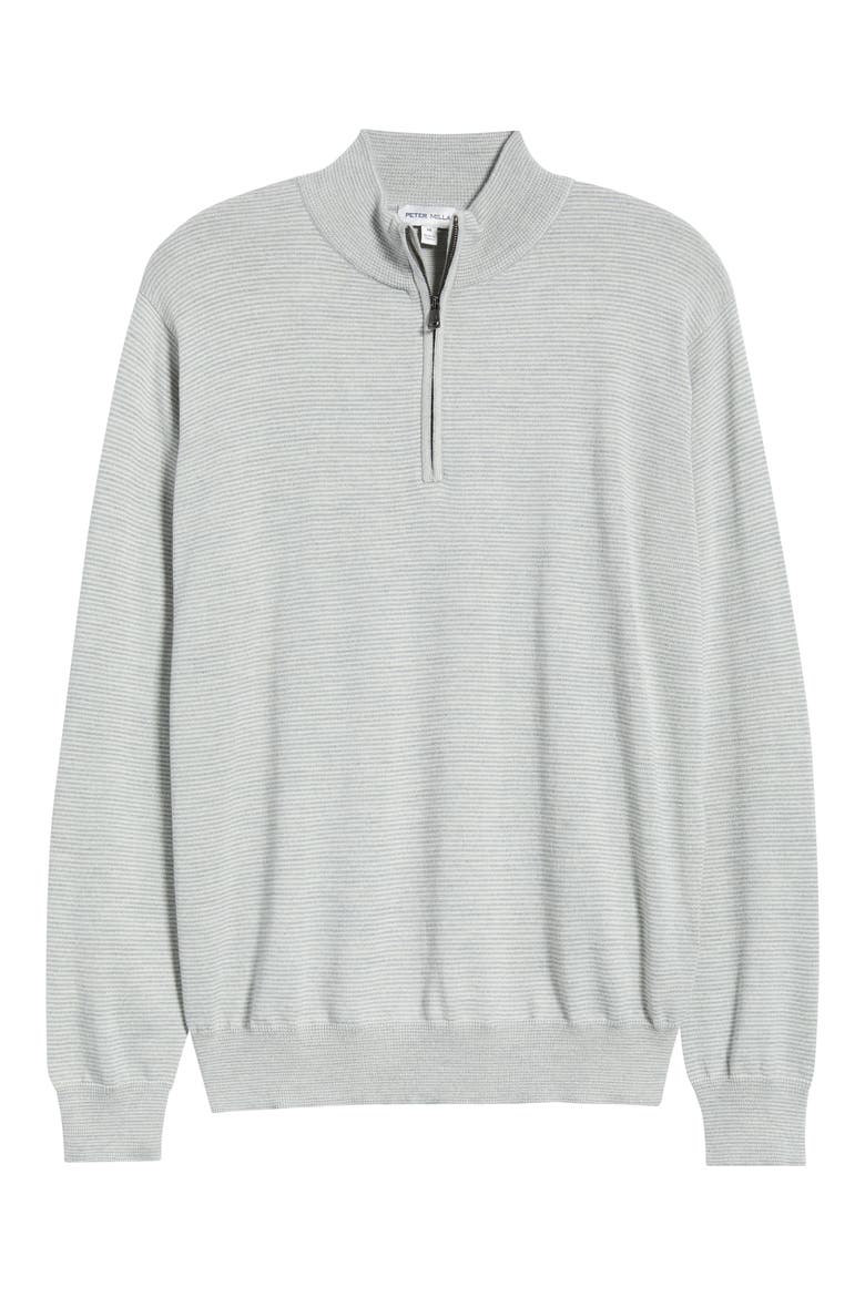 Canton Stripe Quarter Zip Sweater, Alternate, color, BATTLESHIP GREY