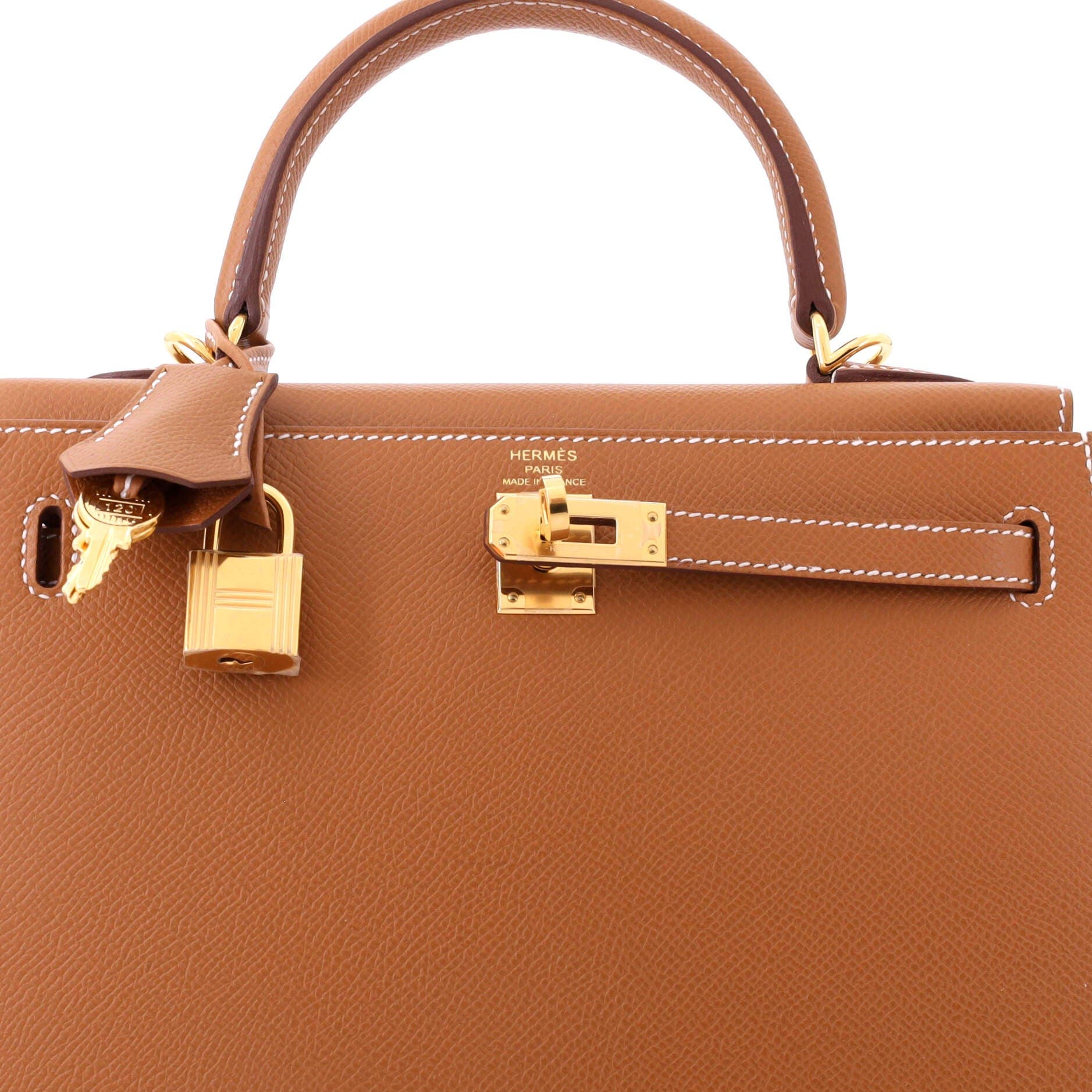 Pre-Owned Hermes Kelly Handbag Brown Epsom with Gold Hardware 25, Alternate, color, Gold