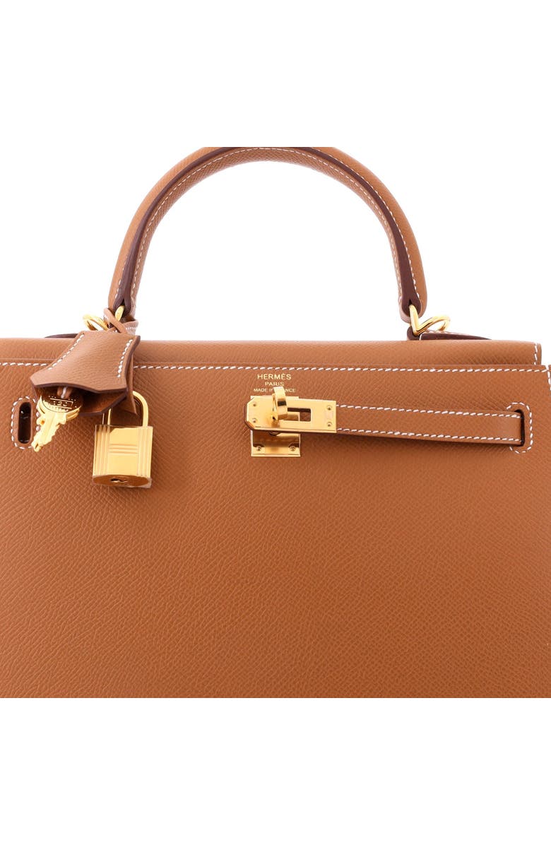 Pre-Owned Hermes Kelly Handbag Brown Epsom with Gold Hardware 25, Alternate, color, Gold