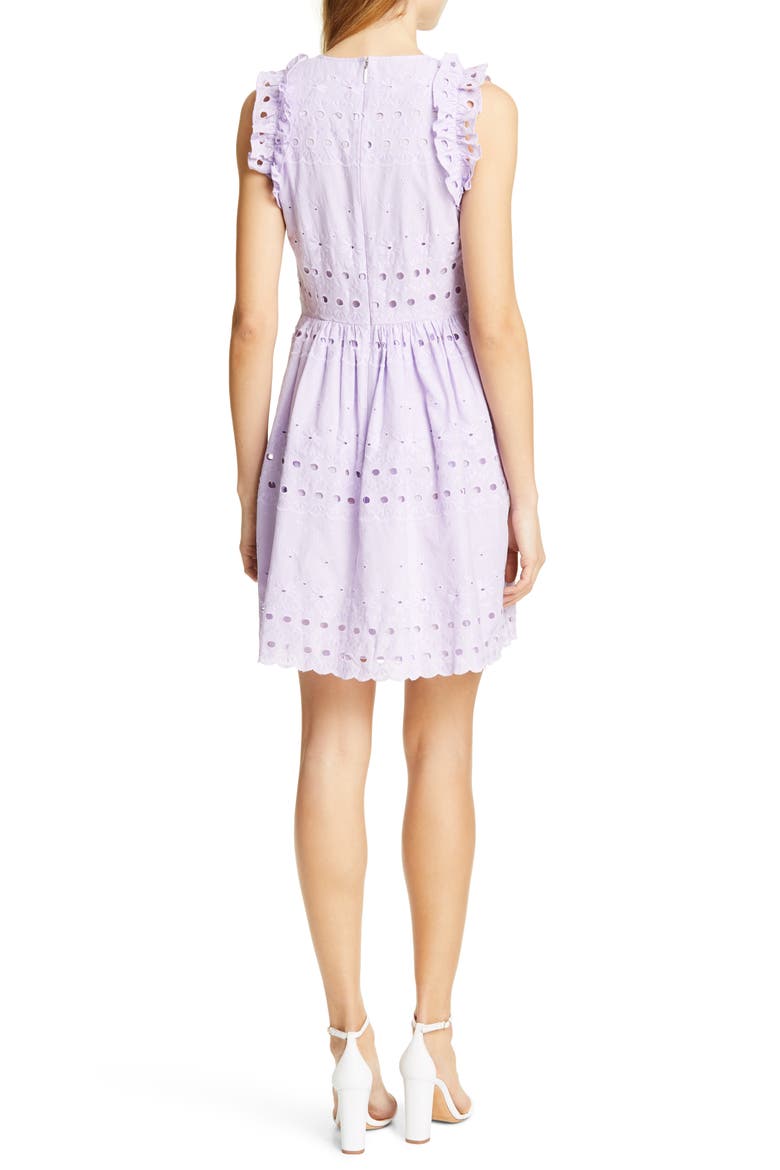 eyelet fit & flare dress, Alternate, color, FROZEN LILAC