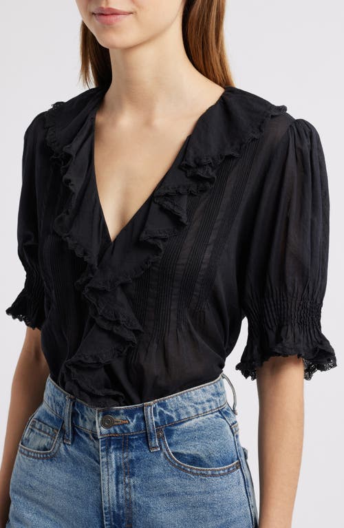 Shop Doen Dôen Henri Organic Cotton Voile Top In Black