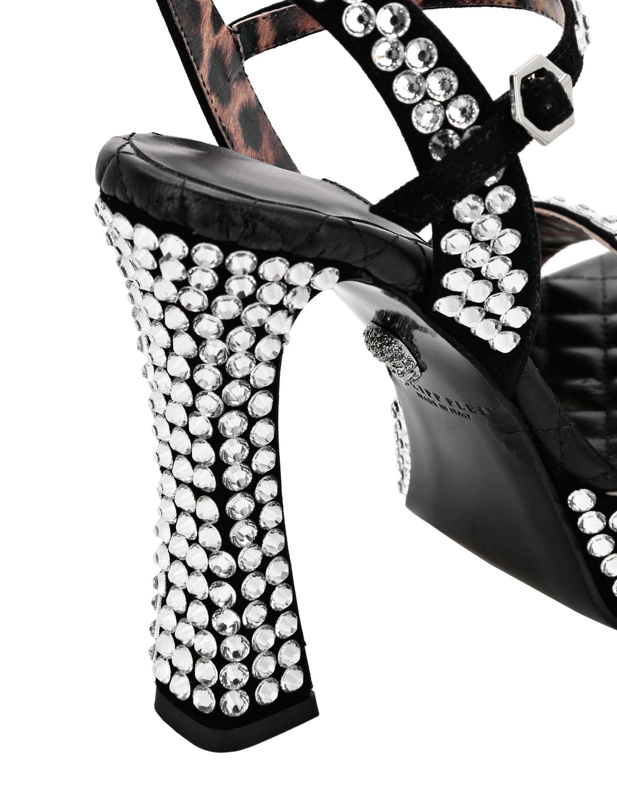 Sandals High Heels Women, Alternate, color, black/white