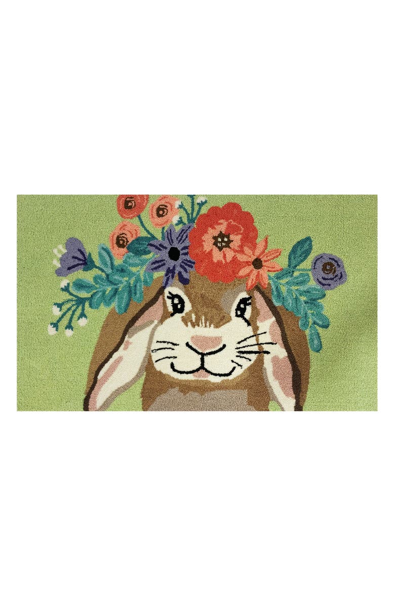R16 HOME Flower Child Hare Doormat, Main, color, Green Multi