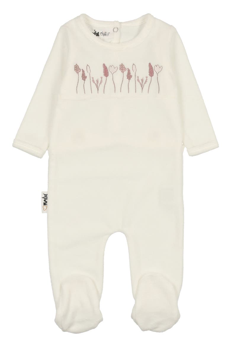 Garden Embroidered Footie, Main, color, CREAM