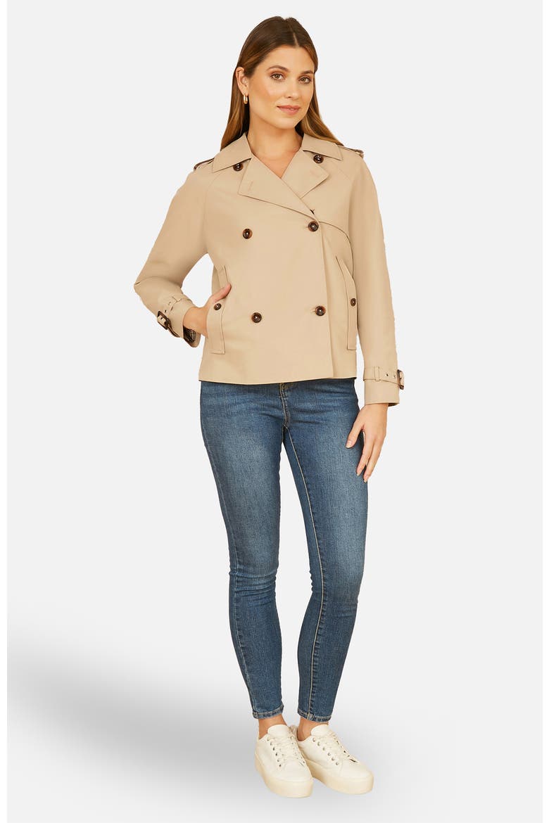 Cropped Trench Jacket With Pockets, Alternate, color, Beige