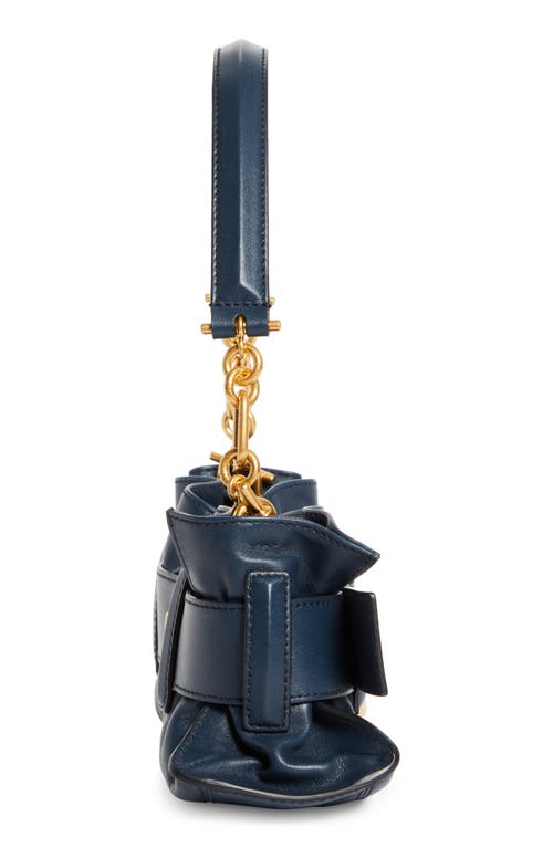 Balmain Anthem Mini Buckle Shoulder Bag In Calfskin Leather In Blue